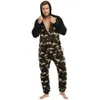 Sweats à capuche pour hommes Sweatshirts Camouflage imprimé à capuche combinaison pur automne hiver solide décontracté barboteuses vêtements de nuit fermeture éclair à manches longues flanelle pyjama Onesies 24318