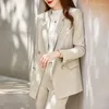 Kvinnors tvåbitar byxor Insozkdg Kvinnor Tvådelar Set Pantsuit Office Ladies Elegant Blazer Suit Female Jacket Workwear Business