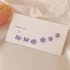 Stud Earrings Flower Small Ear Set Women's Sweet Cute Jewelry All Match Three Piece Fashion Birthday Gifts
