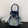 Drawstring Spring Denim Chain Crossbody Bags For Women Trend 2024 Women's Shoulder Hand Bag Woman Korean Luxury Designer