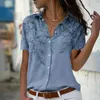 Women's Blouses Shirt Blouse Elegance Flower Print Short Sleeve Casual Fashion Collar Fit 2024 Spring & Fall Tops 5XL