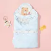 hibobi born Baby 100 Cotton Solid Color Bear Style Wrap Warm Blanket Shawl Kids Cape Plush Swaddle 240304