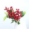 Fleurs décoratives 10 pièces Simulation branche de fruits rouges en plastique baies artificielles tige plantes ornements pour la décoration de jardin de maison