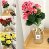 Decoratieve Bloemen Schoonheid Kunstmatige Ijzerdraad Geranium Roze Plant Zijden Doek Met 5 Takken 1 Bossen Van Hoge Kwaliteit