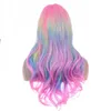 Synthetic Wigs Rainbow Ombre Wigs Long Wavy Wig for Women Colorful Ombre Curly Heat Resistant Synthetic Hair Wigs for Daily Used 240328 240327