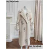 Женское пальто из искусственного меха, элегантное белое пальто с плюшевым мишкой 2023, высокое качество, средней длины, свободная теплая шерсть, профиль волос альпаки, модная куртка 231116 Dr Otjfi