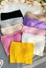 Tops Short Tank for Women Summer 2021 Korean Fashion New Bandeau Strapless Casual Tube Top with Bras Pink Purple Yellow