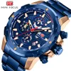 Orologio da uomo MINI FOCUS business casual multifunzionale impermeabile al quarzo con cinturino in acciaio 0401G