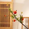 Decorative Flowers Simulated Living Rooms Offices Party 1pc Plants Artificial Pomegranate Bedrooms Branch Silk Cloth Durable