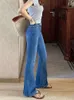Western Style överdimensionerade mikroblossade jeans för kvinnors höstpäronformad knubbig mm hög midja