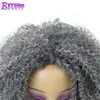 Syntetyczne peruki Gray Bob Perukę syntetyczną krótkie szare afro perwersyjne krwawe peruki dla kobiet czarne srebrne afroamerykańskie naturalne włosy poza pięknem 240329