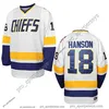 Hanson Brothers Hockey Jersey 16 Charlestown Chiefs 17 Jeff Slap Shot 18 Movie Hockey Jersey Blue White S-3XL