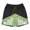 Mäns shorts Retro Alfabet Logotyptryckning Dual-färg Patchwork High Street Drawstring Sport Pants Loose Casual Summer