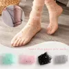 Women Socks Transparent Mesh Lace Loose Tulle Ankle Fishnet Star Colorful Summer See Through Long