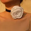 Pendant Necklaces 2024 Big Flower Women's Choker Necklace Valentine's Day Romantic Fabric Neckband Jewelry