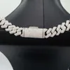 Collier Iced Out 15 mm de largeur Hip Hop Jewelry Silver 925 Hip Hop Collier VVS Moisanite Cuban Chain Pass Diamond Test