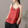 Damenwesten Weste für Frauen Strapsoberteile Baumwolle Leinen Dünne koreanische Mode Vintage lässig ärmellose lose Tanks Kleidung Outer