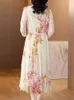 Casual Kleider Frühling Sommer Floral Seide Strand Midi Kleid Frauen Koreanische Mode Elegante Prom Kleidung 2024 Chic Luxus Party Abend