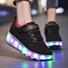 HBP Non-Brand Kinder-Rollschuhe mit LED-Licht für Jungen und Mädchen, leuchtende Schuhe, leuchtende Schlittschuhe, lässige Turnschuhe, modische zweirädrige Studenten-Skates