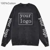 Heren Hoodies Sweatshirts 100% Katoen Aangepaste kleding Ronde hals Vintage Zwart Acid Wash Hoodies DIY /Tekstprint Sweatshirts Y2K Kleding 24318