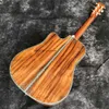 All Koa Wood Acoustic Guitar Cutaway D Style Abalone Ebony Fingleboard