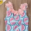 Kadın Mayo Yaz Sevimli Türük Bebek Kız Bebek Kız Karpuz Baskı Tek Parça Takım Mayo Yüzme Sırtsız Çiçek Bikini Takım