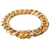 Link Bracelets 15mm Wide Men Bracelet Hip Hop Miami Cuban Chain Gold Color Male Wristband Street Charm Women Jewelry 8-10inch