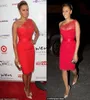 Celebrity Red Carpet Dresses One Shoulder Sheath Knee Length Sexy Red Lace Formal Evening Gowns Prom Dresses2807235