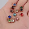 6x9 mm, 3 colores, dijes flotantes de cristal con piedra natal, dijes de acero inoxidable con diamantes de imitación para pendientes/collar/pulseras de bricolaje, fabricación hecha a mano LL