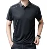 Camiseta masculina no verão de seda gelo curto polo casual camisa de meia manga versátil top para roupas masculinas