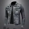 Mens Vintage Denim Jacket High Street Trend Loose Street Riding Biker Clothing Handsome Casual Buttoned Lapel Herrkläder 240314