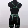 Uyee sutiã completo sexy couro do plutônio lingerie bondage suspender para mulheres roupas góticas fetiche usar liga meia cinto 240312