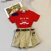 Modeprinzessin Kleid Kurzrock Set Baby Tracksuits Größe 90-150 cm Kinder Designer Kleidung Mädchen T-Shirt und Plissee Arbeitskleid 24mar