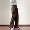 Brown black suit mens fashionable social mens dress Korean loose fitting straight wide legs mens office pants 240318