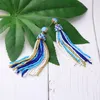 Dangle Earrings Ethnic Long Drop Earringファッションアクリルブルー/ムリットカラータッセル