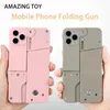 Outdoor Adult Interactive Kid Gift Folding Pistol Bullet Automatic Pop Up Creative Soft Bullet Toy Mobile Phone Appearance GunL2403