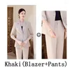 Pantalon de deux pièces pour femmes Été Femmes Mode Pantalon Costume Formel Business Work Wear Bouton unique Blazer et pantalon Dames Femme Demi-manche