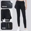 Desginer Lululemom Bras Lululemmon Same Yoga pour un amincissement décontracté Faux deux pièces anti-éblouissement avec poche arrière taille haute Pantalon de course et de sport en plein air