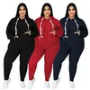 Fatos de treino feminino 5xl plus size conjuntos femininos pulôver hoodies calça ternos novo sólido casual tamanho grande agasalho feminino conjunto 24318