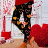 Kvinnors leggings valentine tryck träning yoga avslappnad komfort hemma benkläder för kvinnor arbete