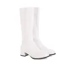 Boots Lady Waterproof Zip Leather Long Boots Knee High Botas Winter Sqare Heels 4cm Square Toe Shoes Plus Size 3348 Wide Fits White