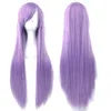 Perucas sintéticas 80cm longo e reto cabelo sintético roxo escuro cosplay perucas com franja traje de halloween peruca para mulher 240328 240327