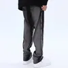Męskie dżinsy hip-hop w trudnej sytuacji szerokopasmowe spodnie Mężczyźni rozszerzone dżinsowe spodnie Mężczyzna Vintage luźne swobodne japońskie streetwear B174