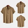 Camisas casuais masculinas soltas fit camisa masculina lapela colar elegante verão com design sem costura elástico para confortável