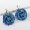 Fleur bleue femmes Eardrop mode tissu Denim tissu 2024 Imitation perle luxe Banquet boucles d'oreilles de mariage pour femme bijoux 240311