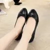 Laarzen pofulove kantoorschoenen vrouwen wiggen hakken octrooi leer zwarte schoenen werk dames schoenen modeontwerper elegante slip on zapatos