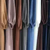 Ubranie etniczne Abaya Khimar Zestaw 2 sztuki marszczony tkaniny falbany hidżab szalik nieregularny hem maxi sukienka islam dubai muzułmańskie kobiety tureckie