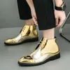 Toe Pointy HBP Lace Non-Brand Up Golden Color Fashion Design Wedding Formal Patent Leather Men Boots