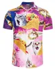 Mäns avslappnade skjortor hawaiian strandskjorta 3d tryck djur rolig tee topp kort ärmknapp ner semester aloha streetwear