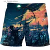 Mäns shorts Red Flame Graphic Board Shorts Men 3D Print Summer Beach Shorts Surfing Swimsuit Homme 2023 Fashion Swim Trunks Cool Ice Shorts Y240320